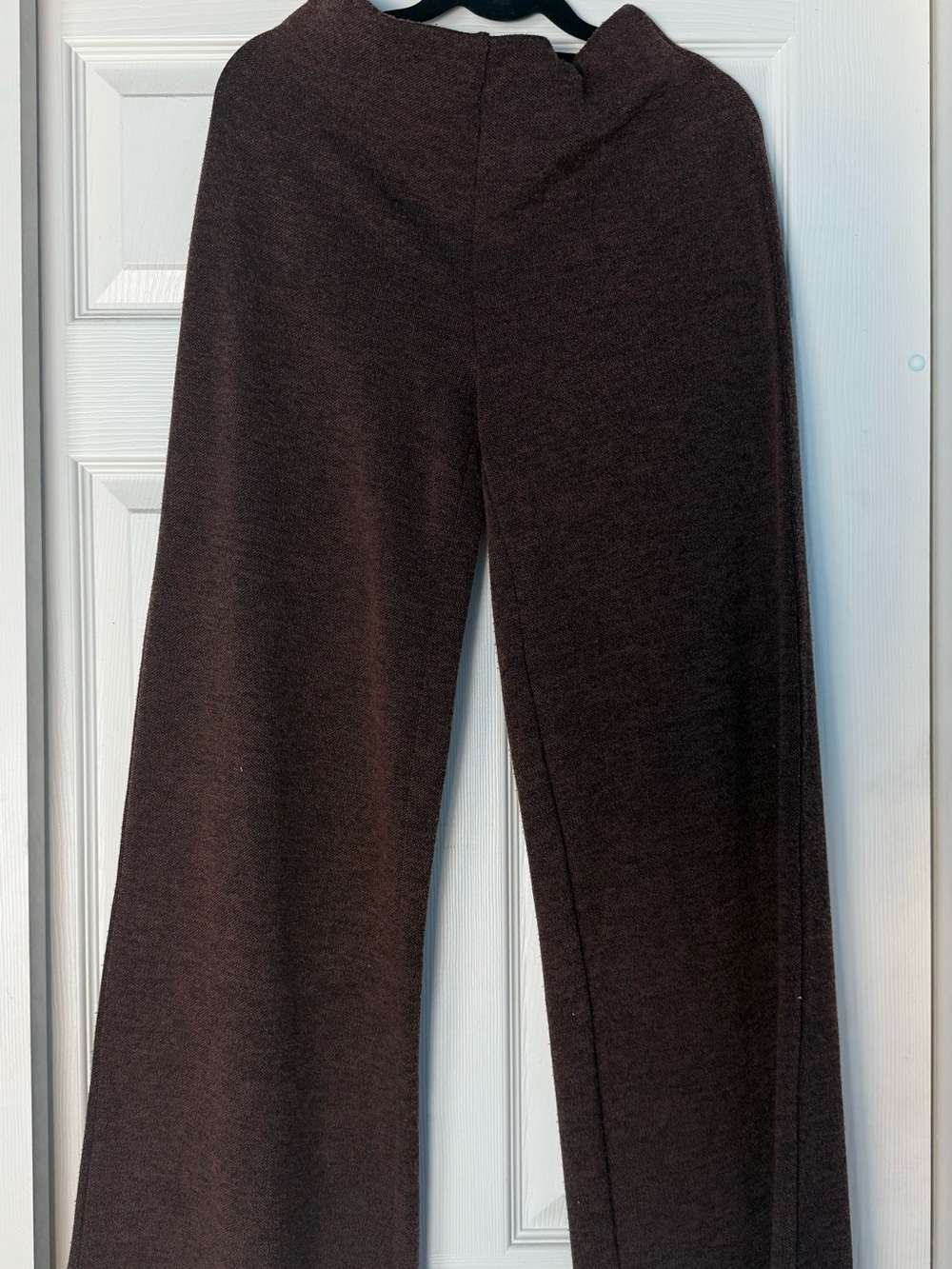 Wide-Leg Knit Pants in Dark Brown